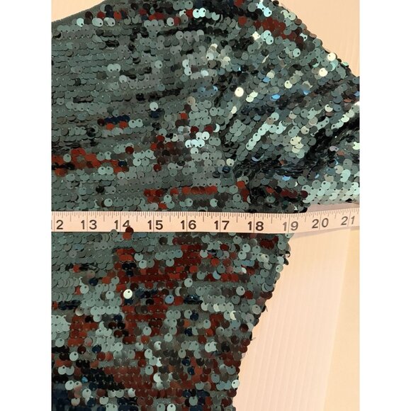 BCBGMAXAZRIA All Over Sequin Gown Jade Green Showgirl Maxi Dress Formal Stretch - Picture 11 of 12